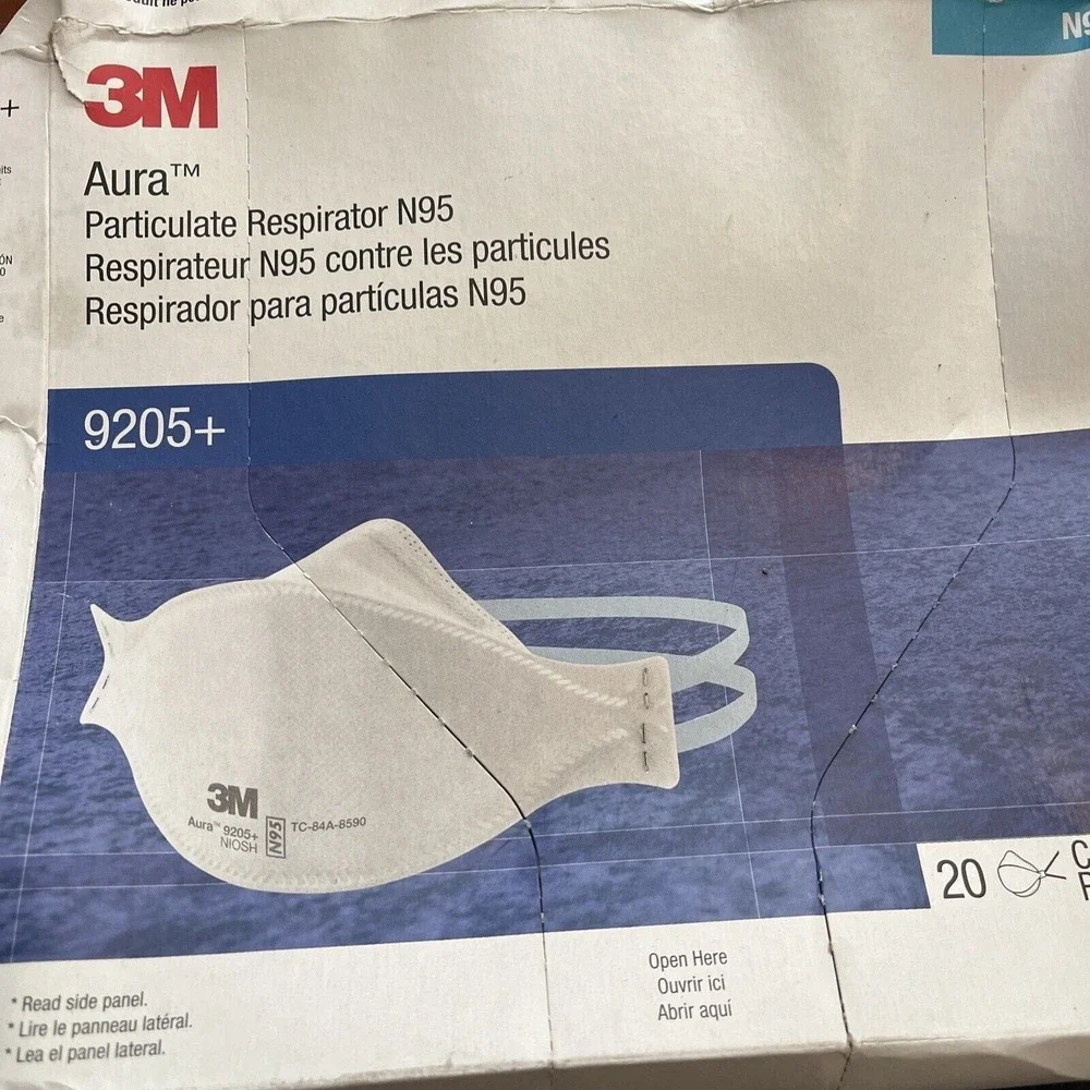 1 BOX OF 20 3M 9205+ Aura N95 Particulate NIOSH Protective Respirator Face Masks